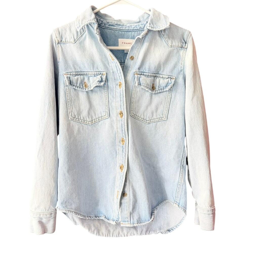 FRAME Denim Shirt Womens XS Heritage Washed‎ Arroyo Jacket Shacket 100% Cotton